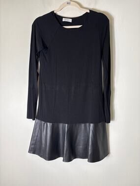 Bailey/44 Black Long Sleeve Mixed Media Knee Length Dress Sz M
